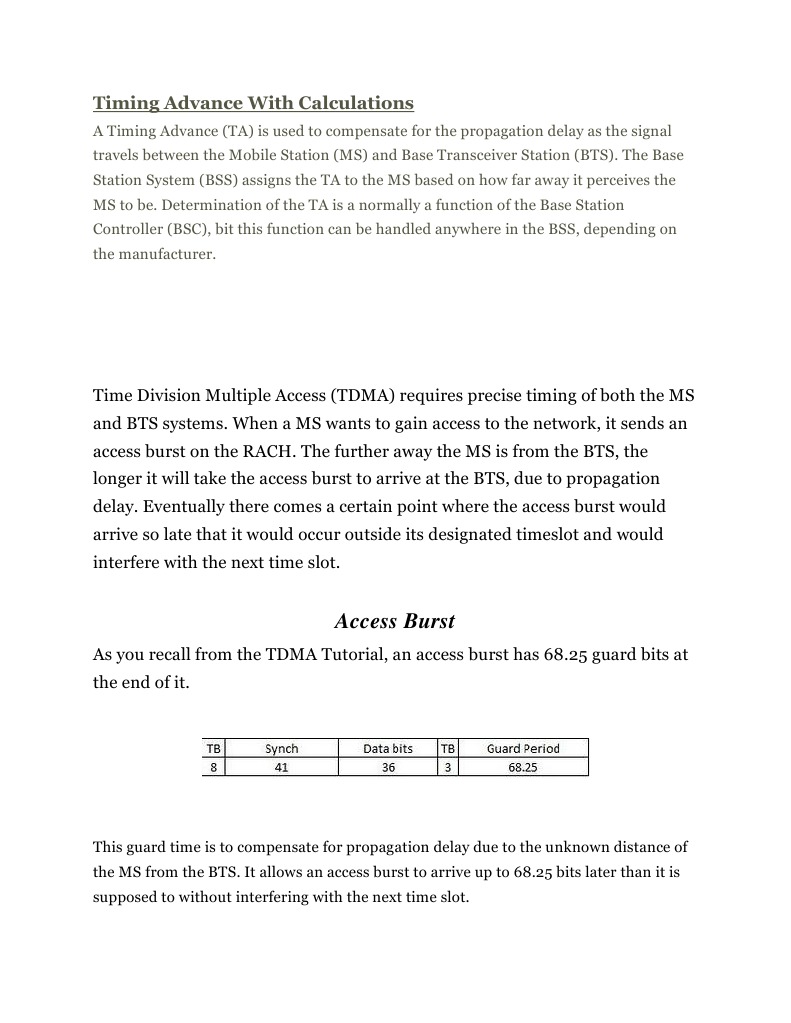 Timing Advance in GSM: Calculations and Distance | PDF | Data ...