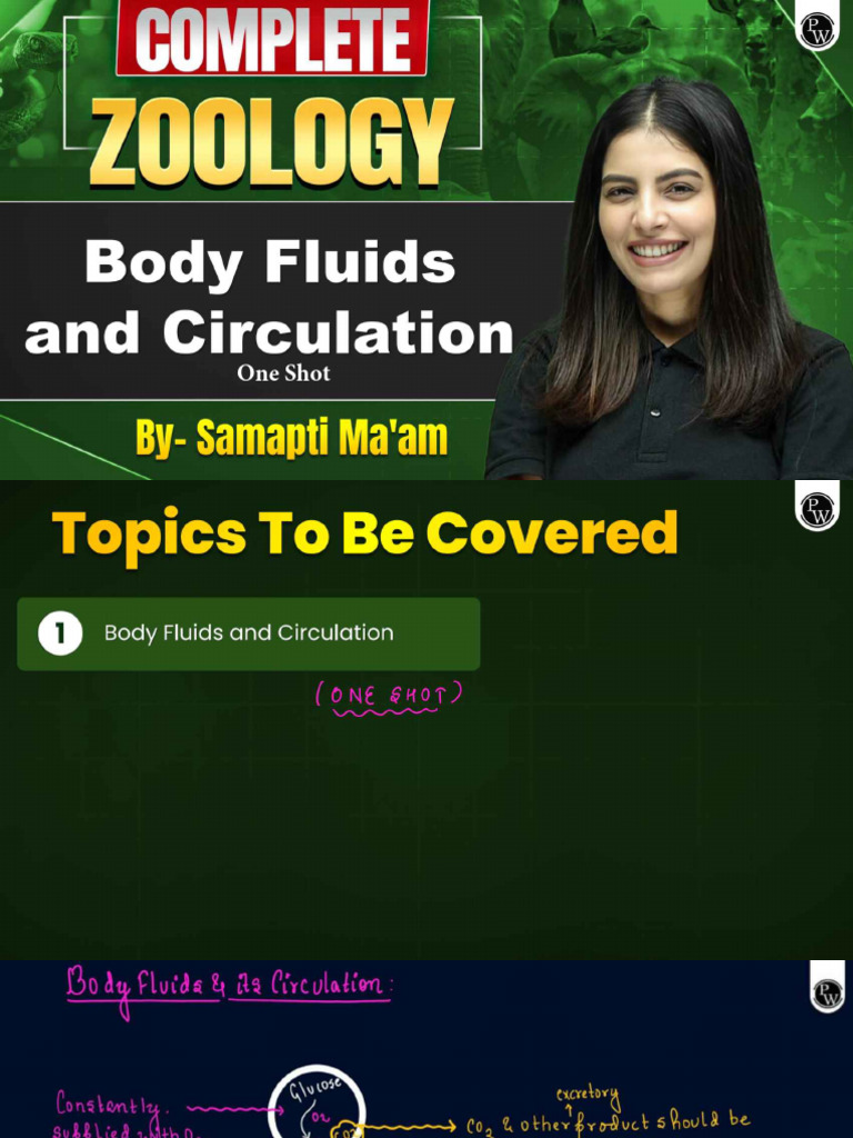 Body Fluids and Circulation - Class Notes | PDF