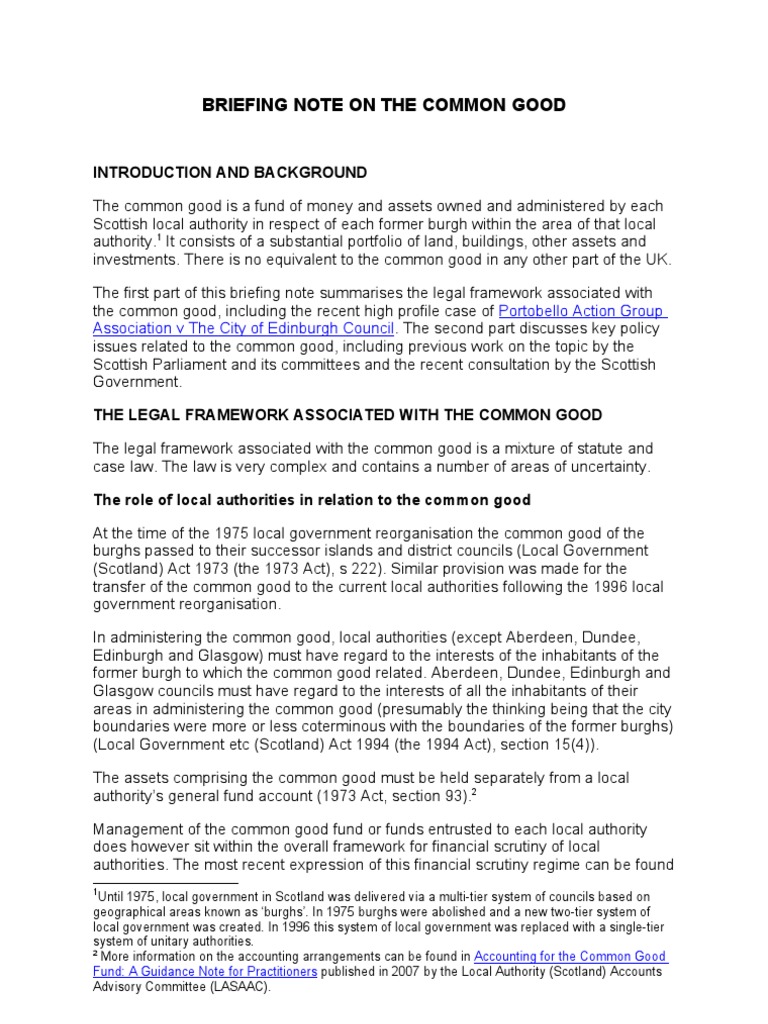 Understanding Scotland's Common Good Law | PDF | Act Of Parliament ...