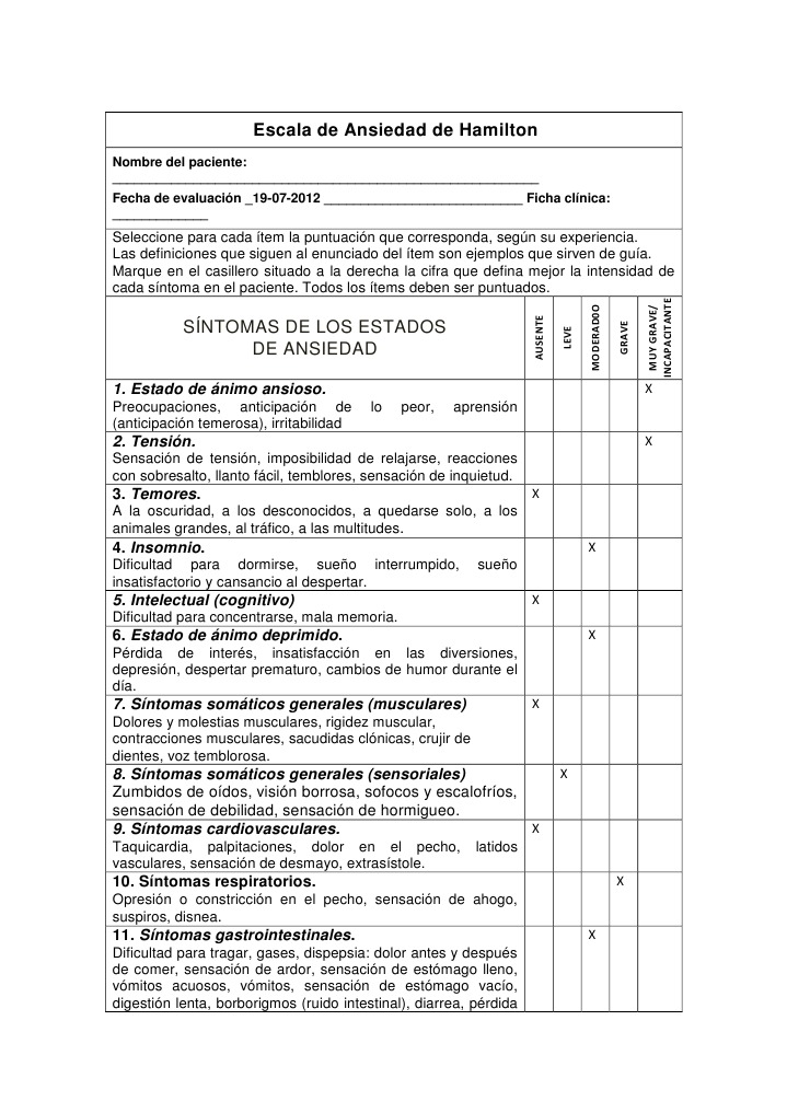 Escala de Ansiedad de Hamilton Depresión (estado de ánimo) Músculo