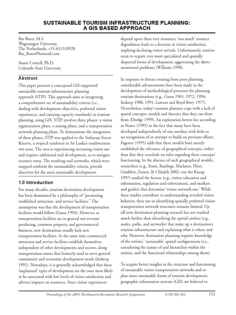 Sustainable Tourism Infrastructure Planning: A Gis Based Approach | PDF ...