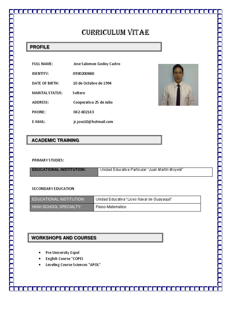 Hoja de Vida Inglesjosegodoy