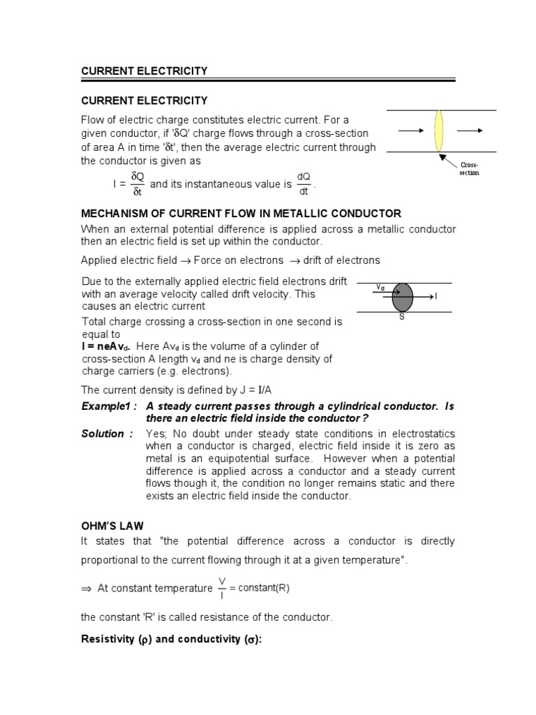 Current Flow in Metallic Conductors | PDF | Electrical Resistivity And ...
