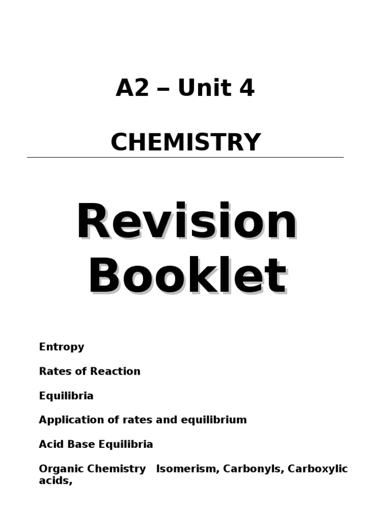 Edexcel IAL Chemistry Unit 4 Revision | PDF | Chemical Equilibrium ...