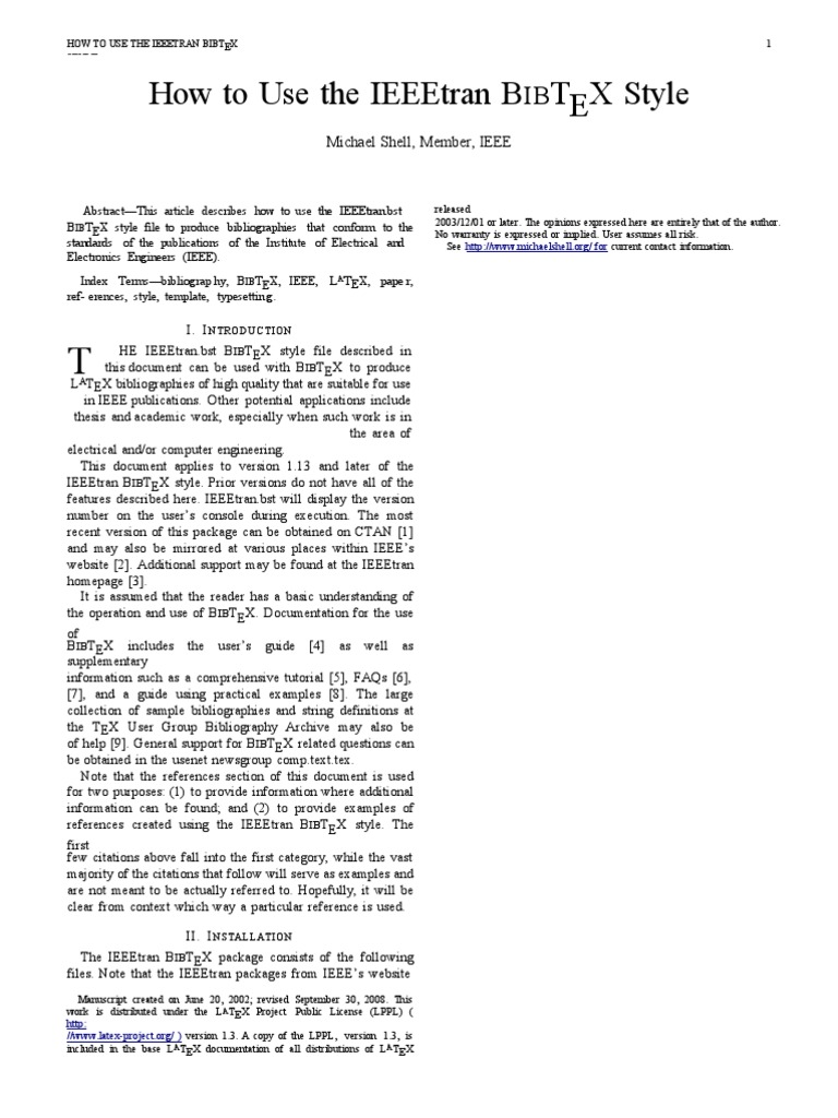 Bibliography Style Latex Ieee