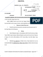 Plaintiff Original Petition Application Injunctive Relief - Kingston Vs Adelman, Dallas County, Texas - DC1210604