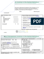 Fiscal Management: Activity 4: File Review Worksheet: Student Name: SSN: Award Year Reviewed