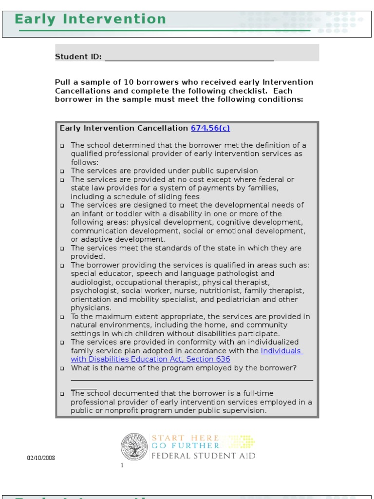 Early Intervention Borrower Checklist | PDF | Interest | Psychotherapy