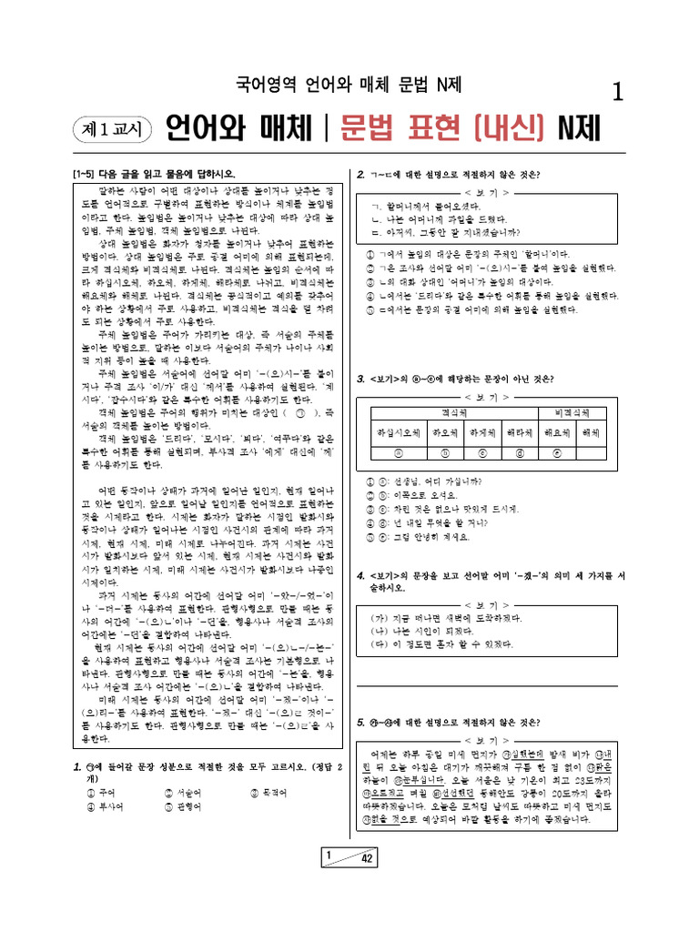 문법N제_3-3_문법 표현(내신) | PDF