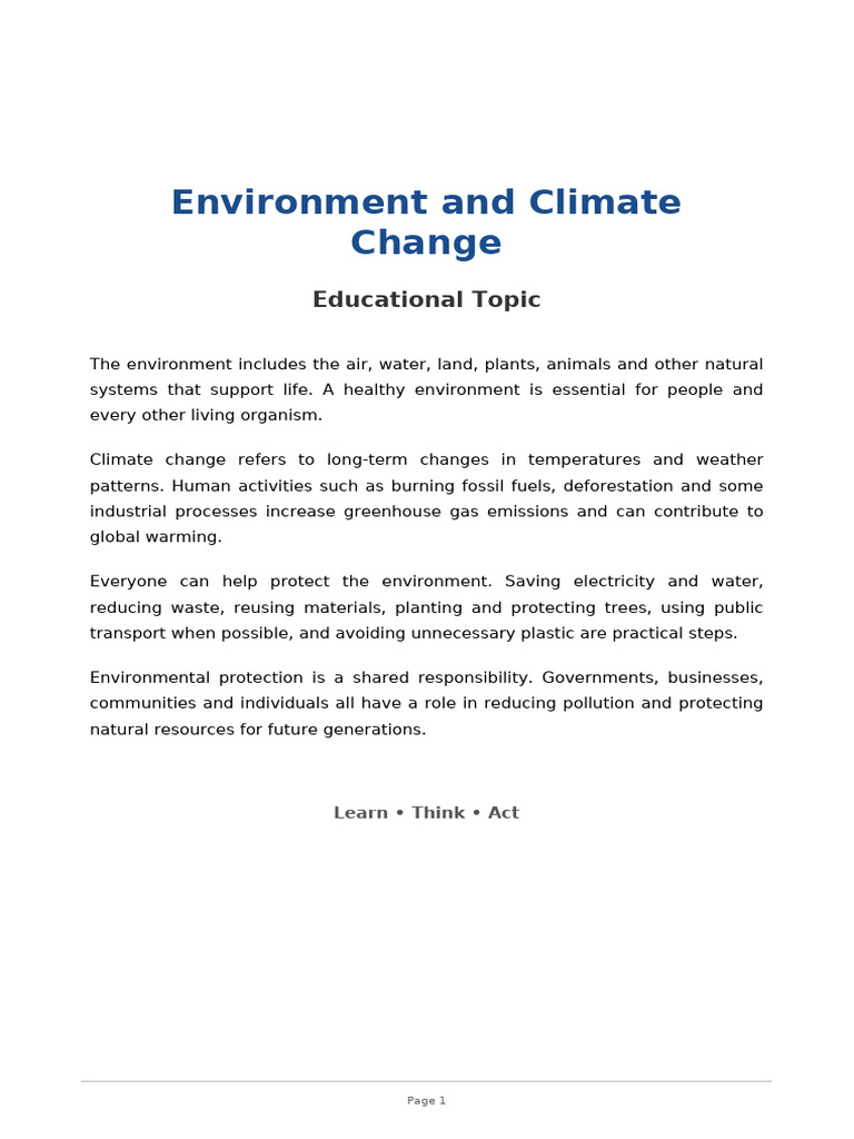 01 Environment and Climate | PDF