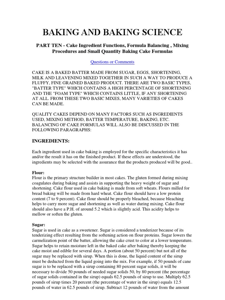Cake Baking Science and Ingredients | PDF | Cakes | Baking