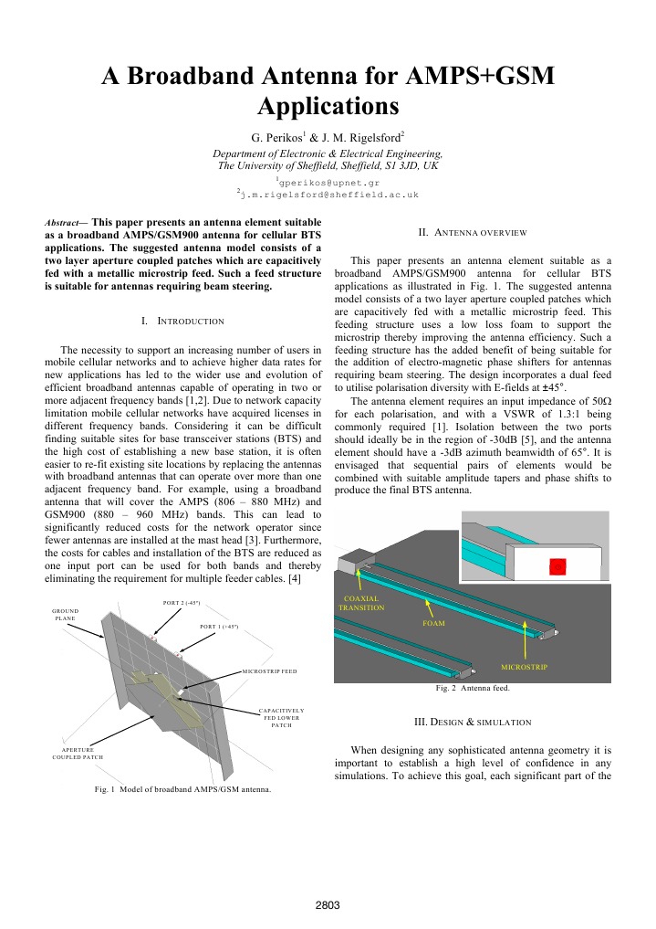 A Broadband Antenna For AMPS+GSM | PDF | Antenna (Radio) | Cellular Network