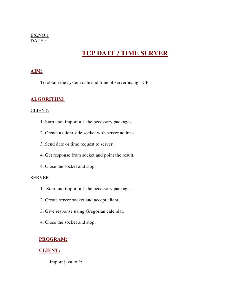 TCP Date / Time Server | PDF
