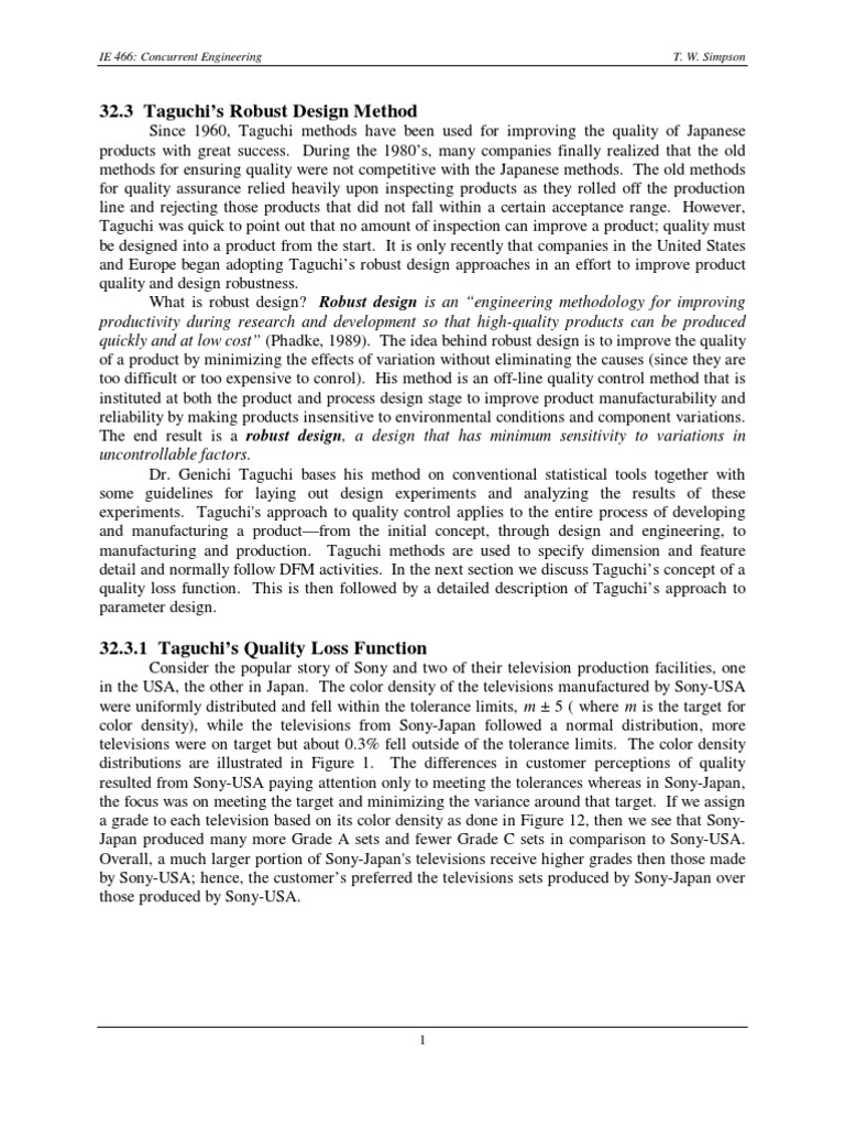Taguchi Robust Design | PDF