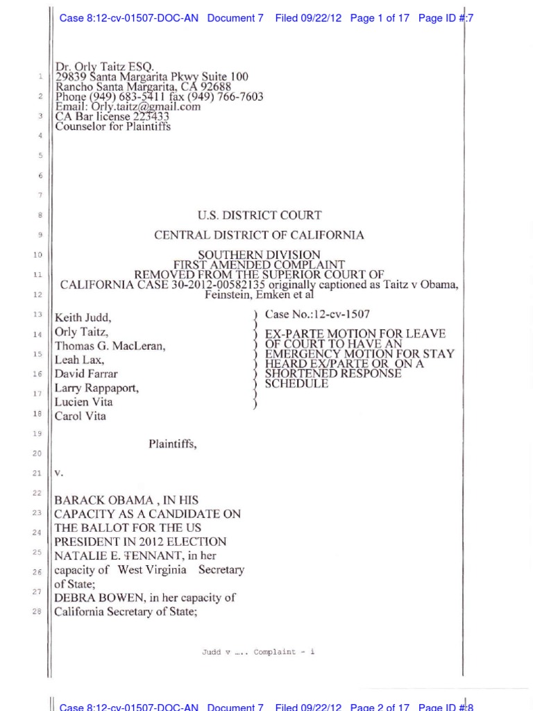 Emergency Motion for Election Stay | PDF | Government | Public Law