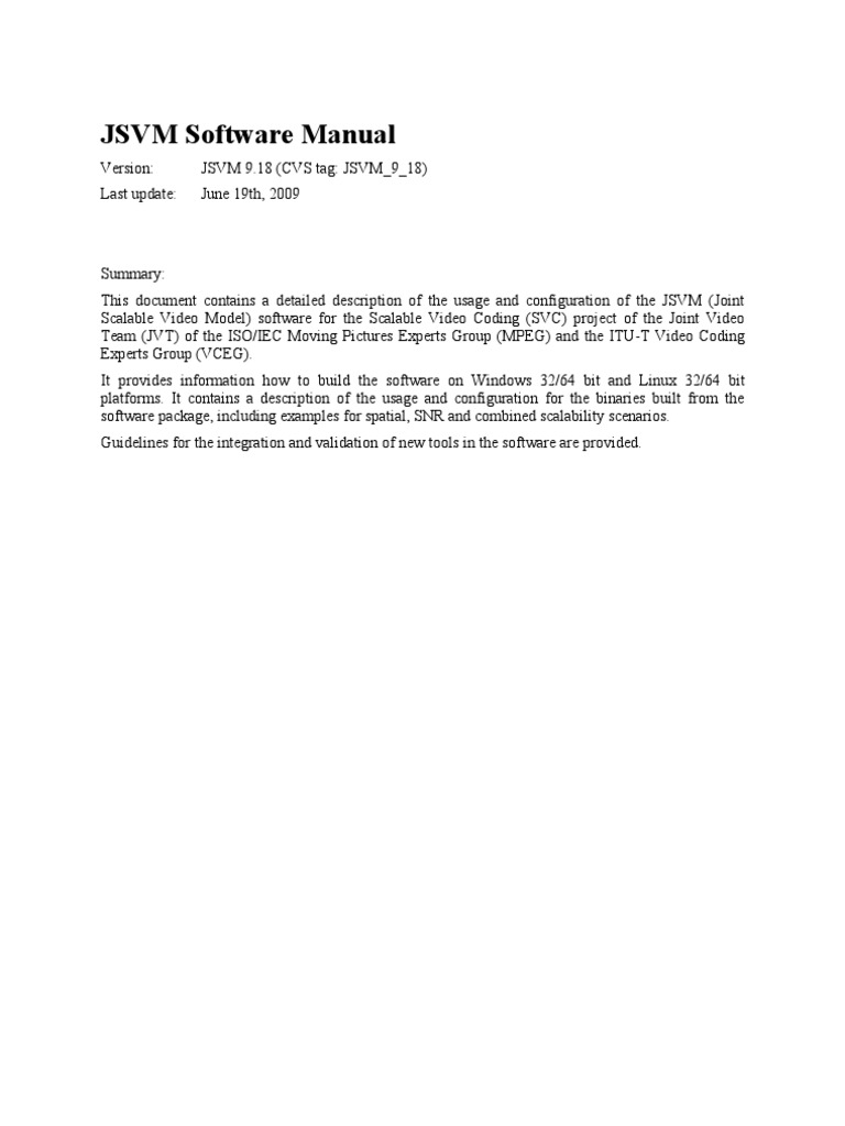 JSVM Software Manual Overview | PDF | Parameter (Computer Programming ...