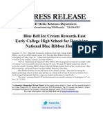 Blue Bell Ice Cream Rewards East Early College High School for Receiving National Blue Ribbon Honor Press Release