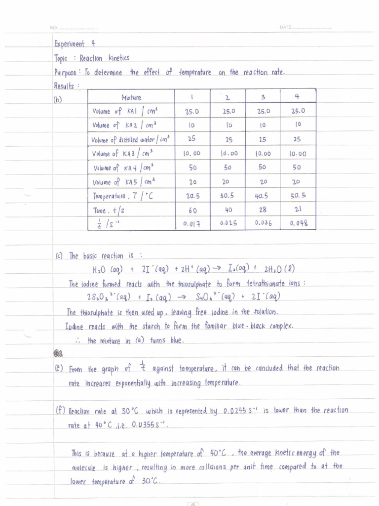 STPM Chemistry Practical Experiment 4 2012 Semester 1
