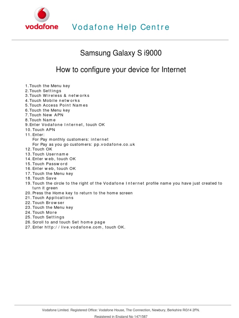 Samsung Galaxy Internet Setup Guide | PDF