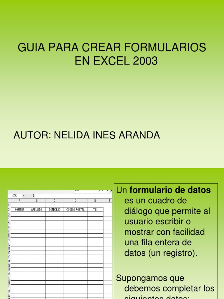 Gu a para crear formularios en excel pdf