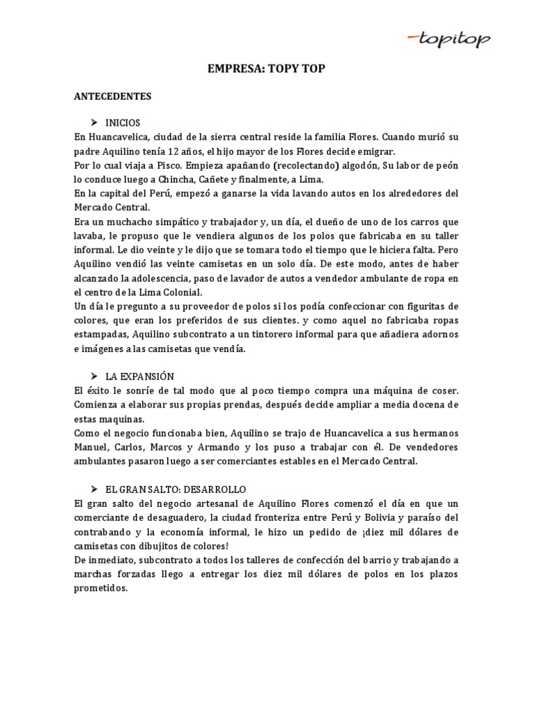 Historia y Éxito de Topitop en Perú | PDF | Calidad (comercial) | Perú