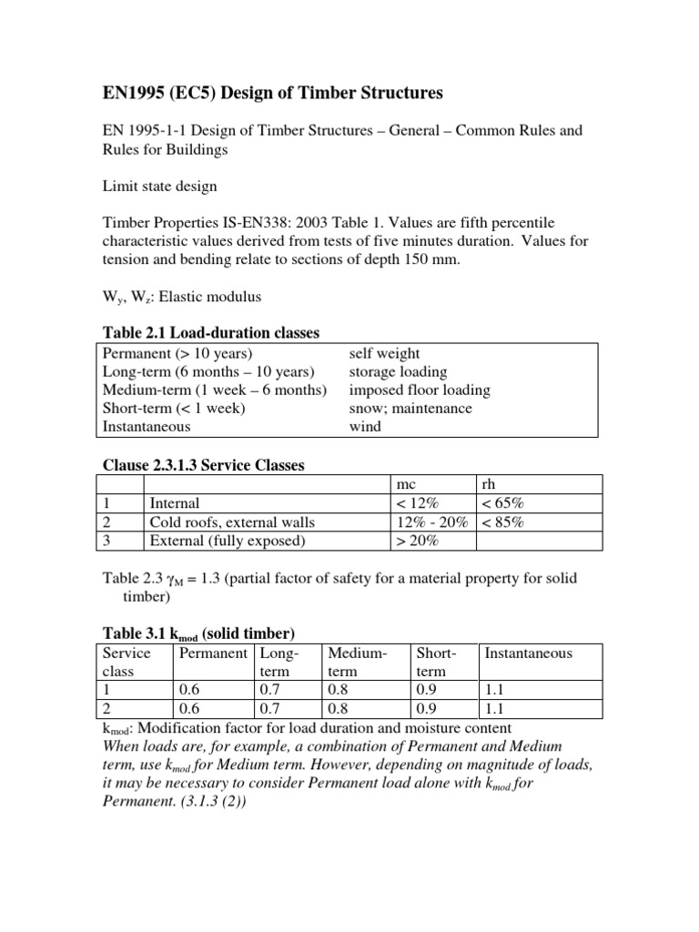 Timber Service Classes in EN 1995-1-1 | PDF | Structural Load ...