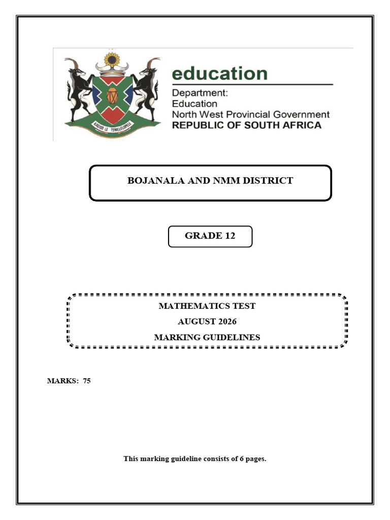 Boj-nmm 12 Maths Test Mg August 2026 Final-1 | PDF | Mathematics