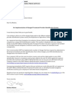 DAFF - Implementation of Changed Treatment Provider Identification System