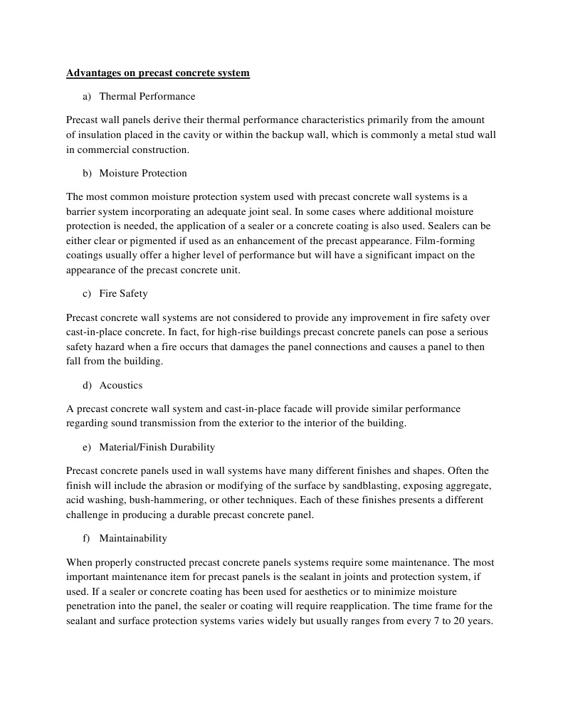 Benefits of Precast Concrete Systems | PDF | Precast Concrete | Wall