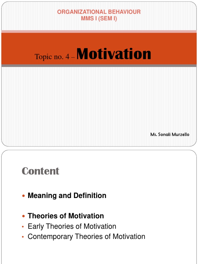 Motivation: Topic No. 4 | PDF | Motivation | Motivational