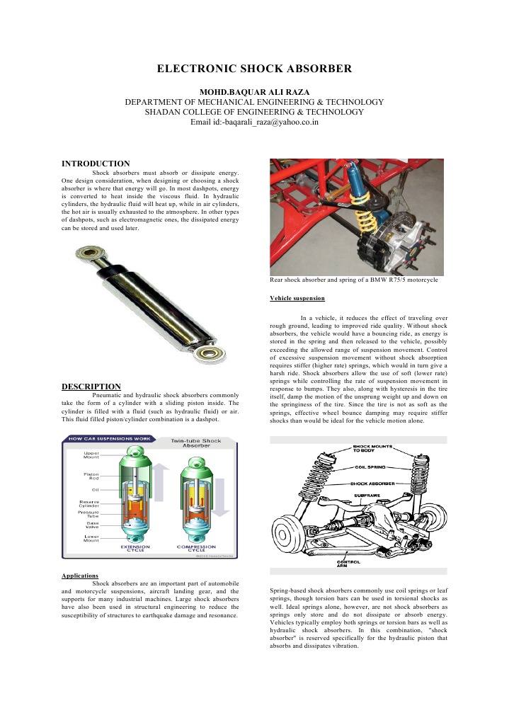 Electronic Shock Absorber PDF Machines Automotive Technologies