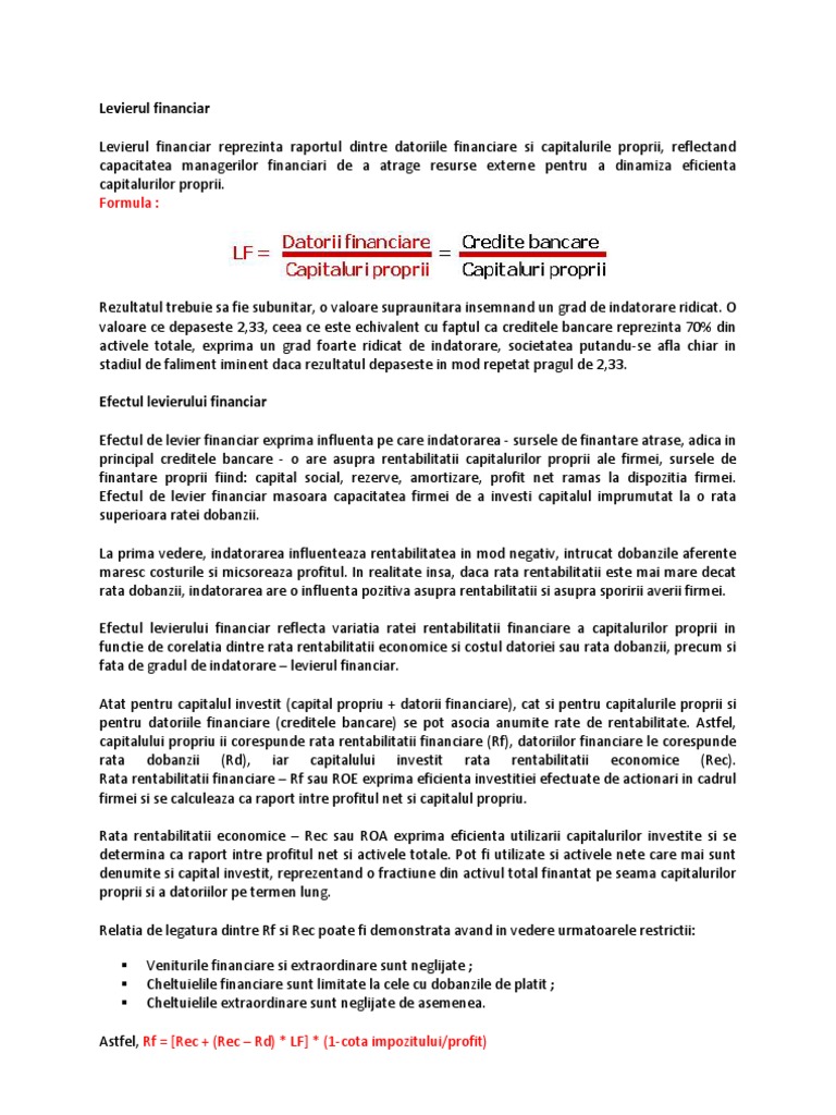 Levierul Financiar