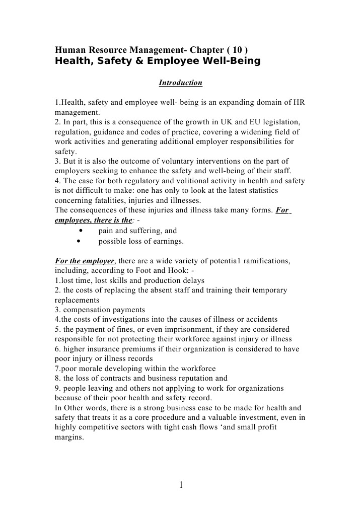 Health and Safety at Work Overview | PDF | Occupational Safety And ...
