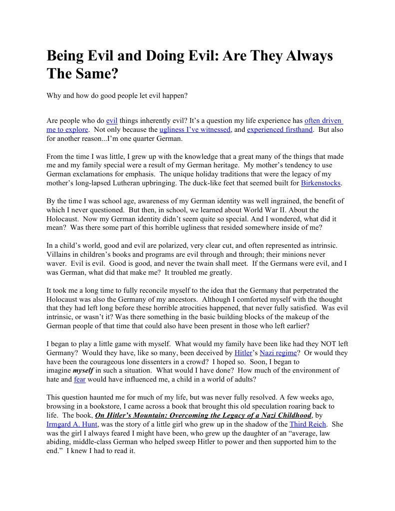 The Nature of Evil and Identity | PDF | Evil | Bullying