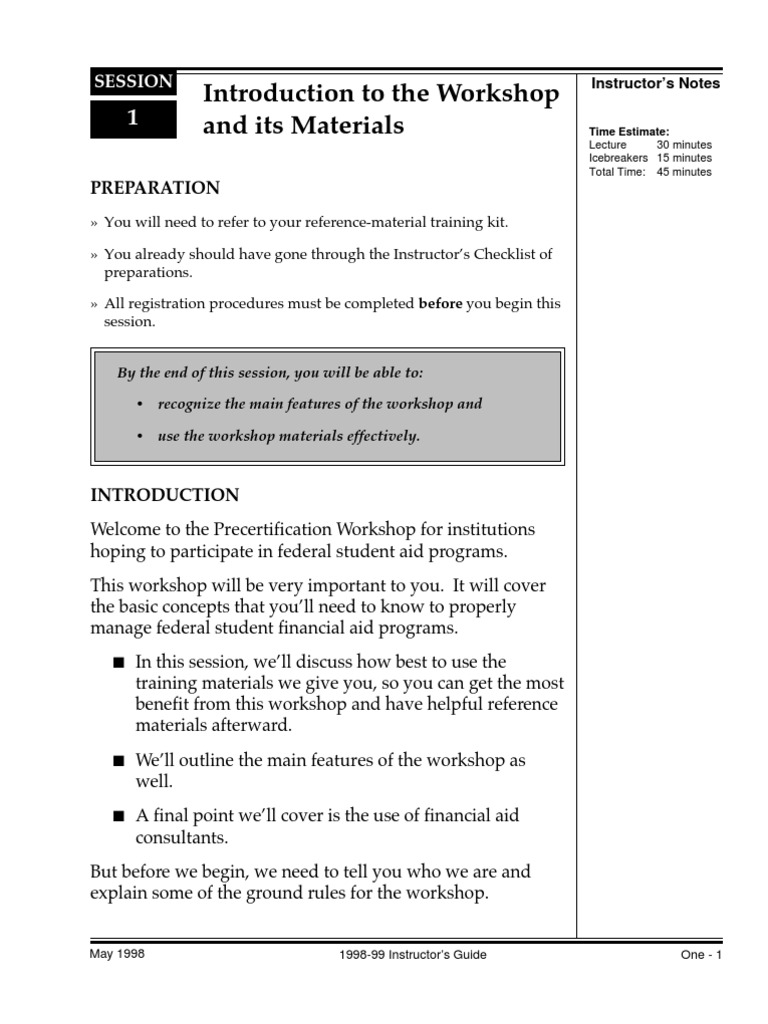 Precertification Workshop Overview | PDF