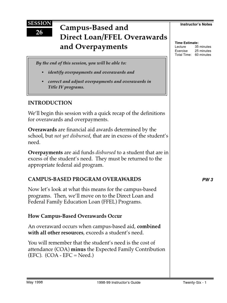 Managing FFEL Overawards and Overpayments | PDF | Loans | Interest