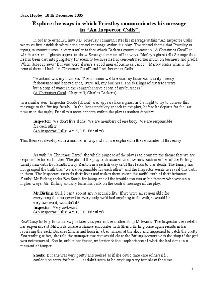 Priestley's Message in An Inspector Calls | PDF | A Christmas Carol