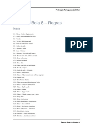 Regras Bola-8 - Federação Portuguesa de Bilhar
