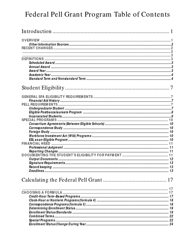Federal Pell Grant Program Overview | PDF | Pell Grant | Payments