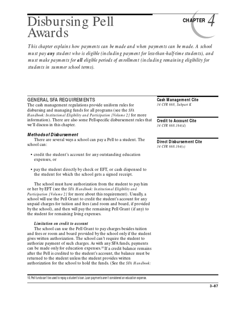 Disbursing Pell Grant Payments Guide | PDF