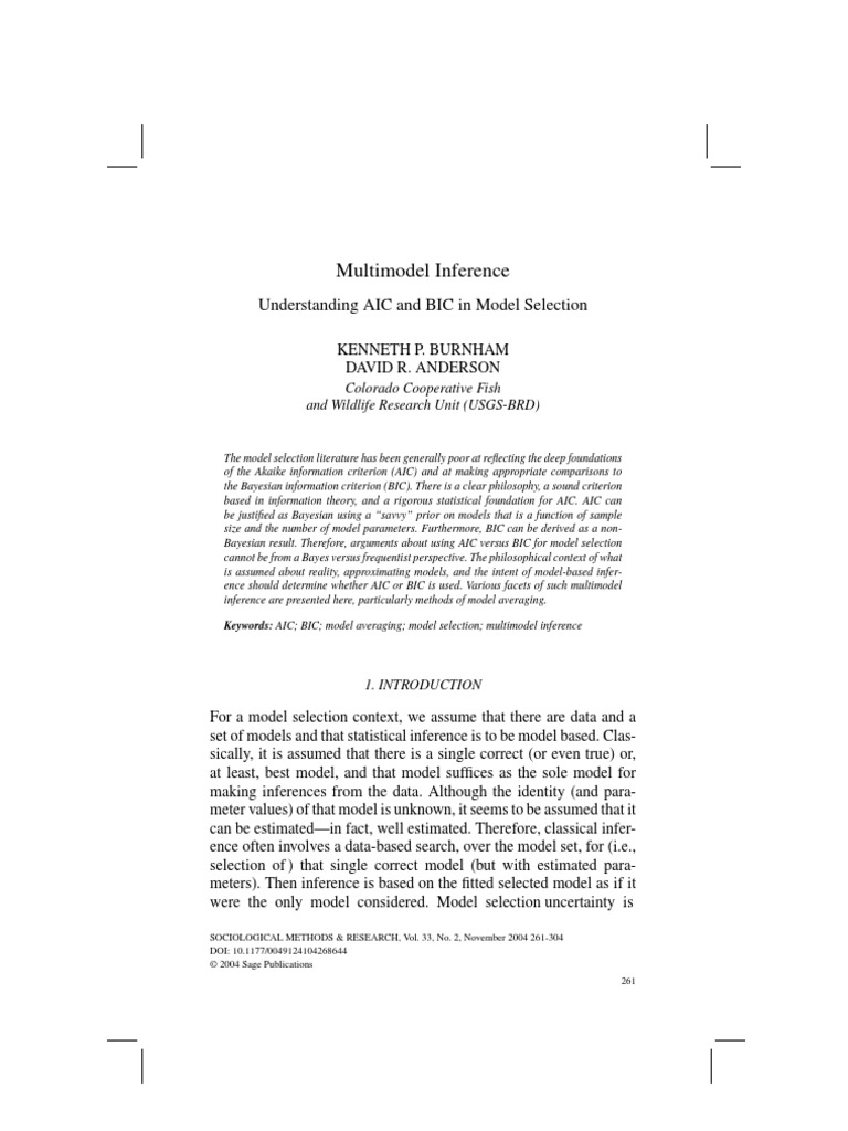 Burnham and Anderson 2004 Multimodel Inference | PDF | Akaike ...