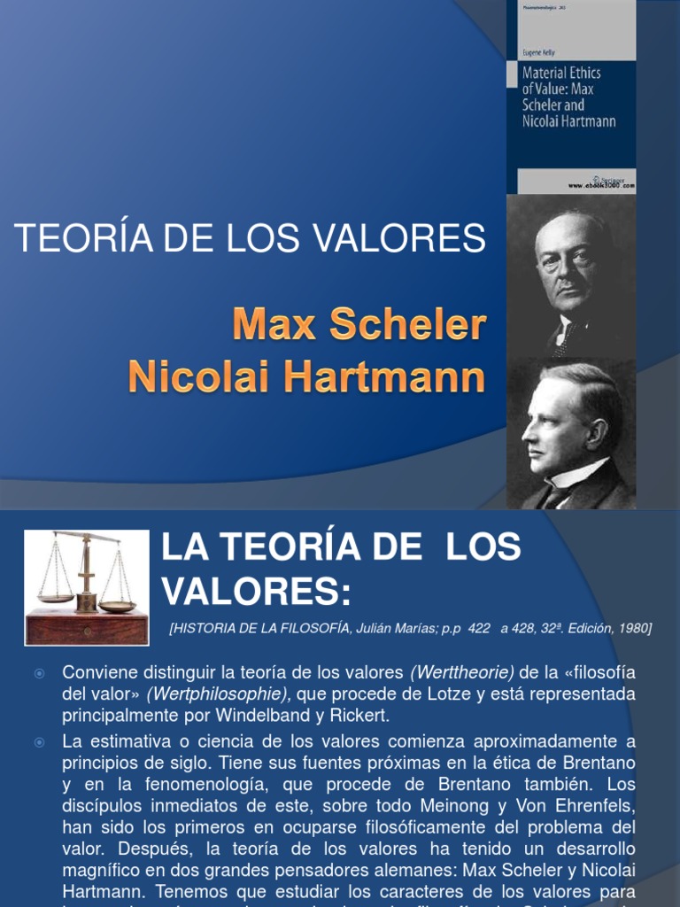 Teoria de Los Valores, Scheler, Hartman