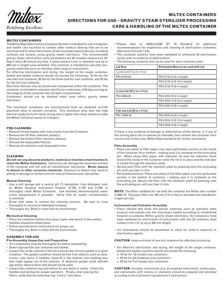 Sterilization Container IFU English Sterilization (Microbiology