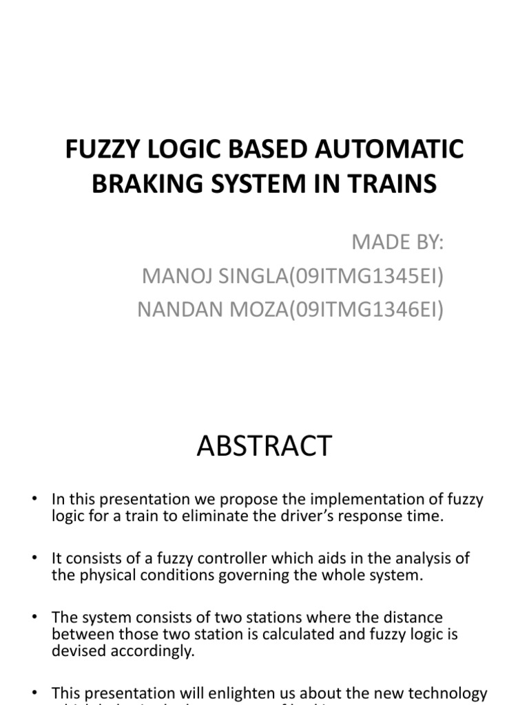 Fuzzy Based Braking System PDF Fuzzy Logic System