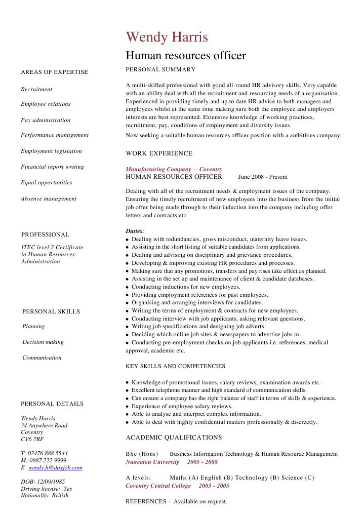 Human Resources Officer CV | PDF | Recruitment | Employment