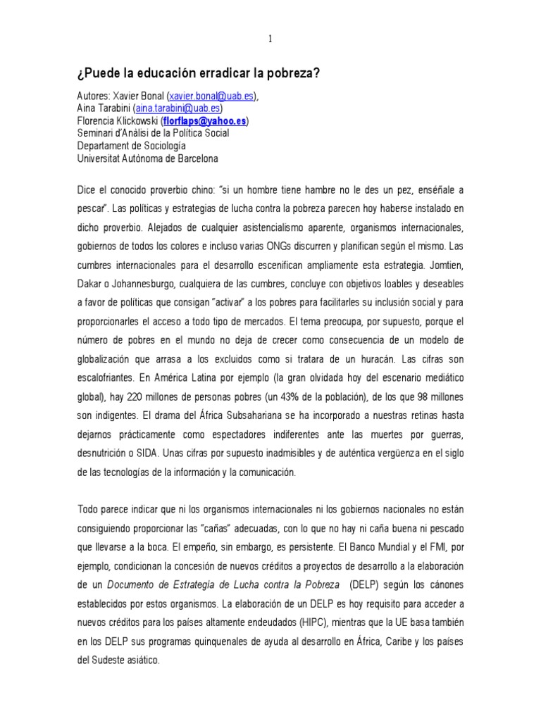 Educación y su impacto en la pobreza | PDF | Pobreza | Pobreza e indigencia