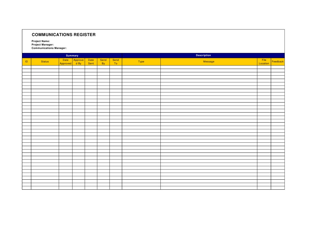 Execution Template - Communications Register | PDF