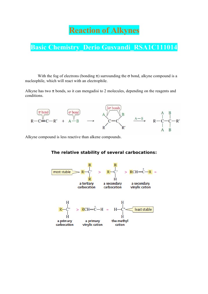 Reactions of Alkynes | Alkene | Chemical Reactions
