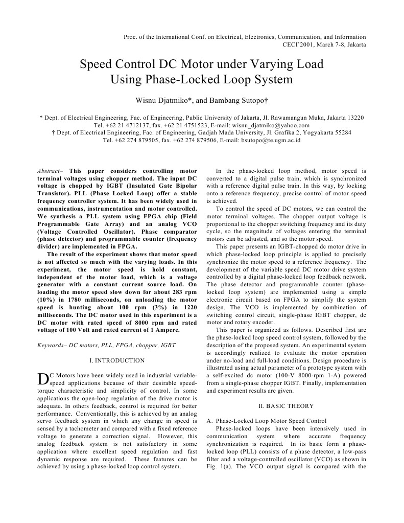 DC Motor Speed Control via PLL | PDF