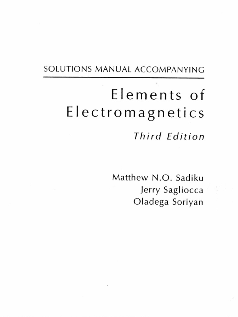 Elements Of Electromagnetics Sadiku 7th Edition Pdf